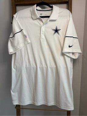 Nike White Polo with Navy Star and Accents